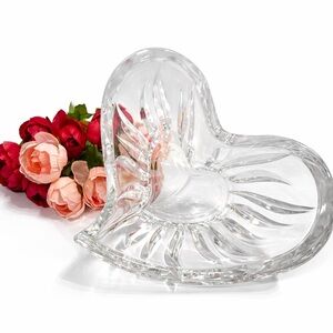 Vintage heart shaped lead crystal candy dish or trinket dish